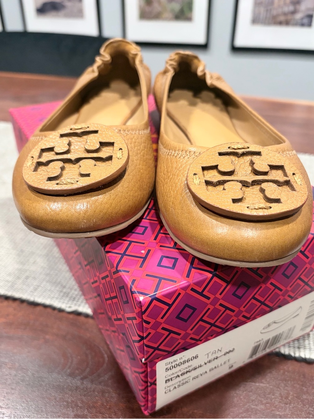 Tory Burch Tan Leather Reva Ballet Flats - Picture 2 of 6